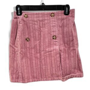 Pink 100% Cotton Mini Skirt Elastic Waist Pull-On Corduroy Women's Size S